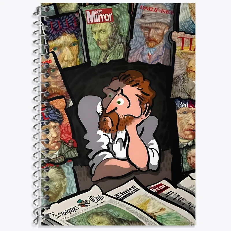 دفتر زبان 50 برگ خندالو مدل سه خط طرح ونسان ونگوگ کد F12716