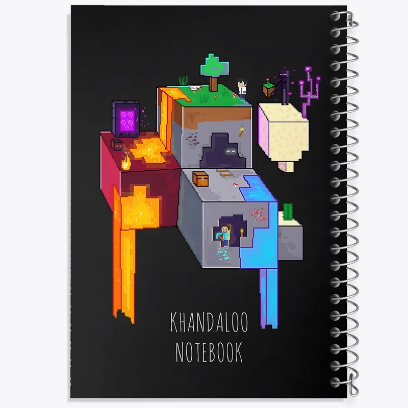 دفتر ژورنال نویسی 50 برگ خندالو مدل نقطه ای طرح بازی ماینکرافت (Minecraft) کد N8793