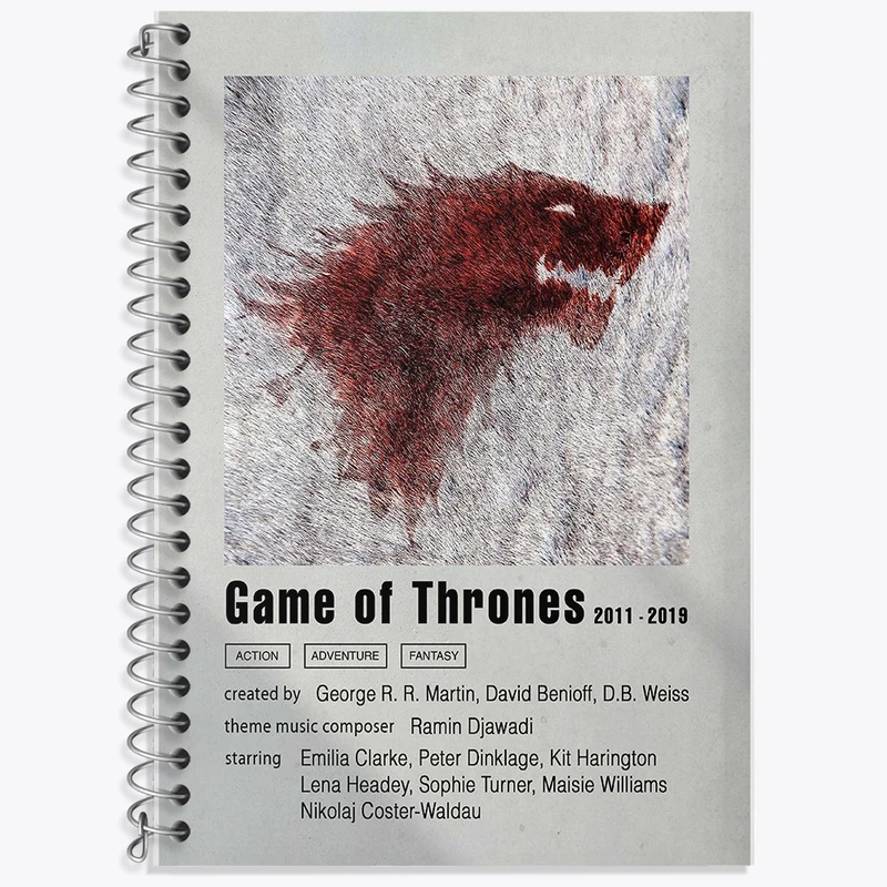 دفتر زبان 50 برگ خندالو مدل سه خط طرح گیم اف ترونز (Game of Thrones) کد F11276