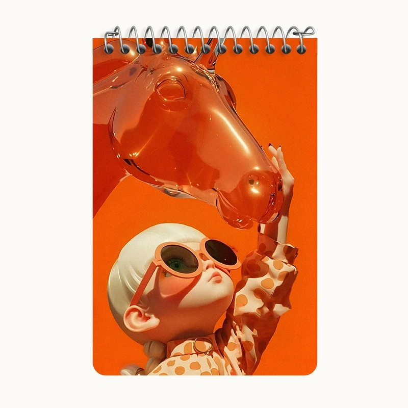 دفتر یادداشت 50 برگ خندالو طرح دختر و اسب شیشه ای کد F10534