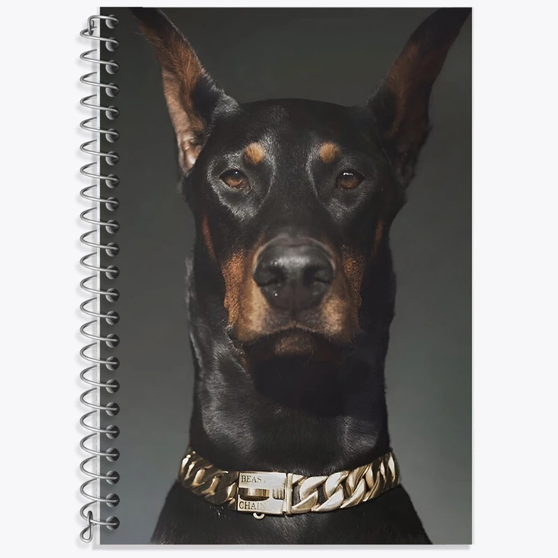 دفتر زبان 50 برگ خندالو مدل دو خط طرح سگ دوبرمن (Dobermann) کد F13638