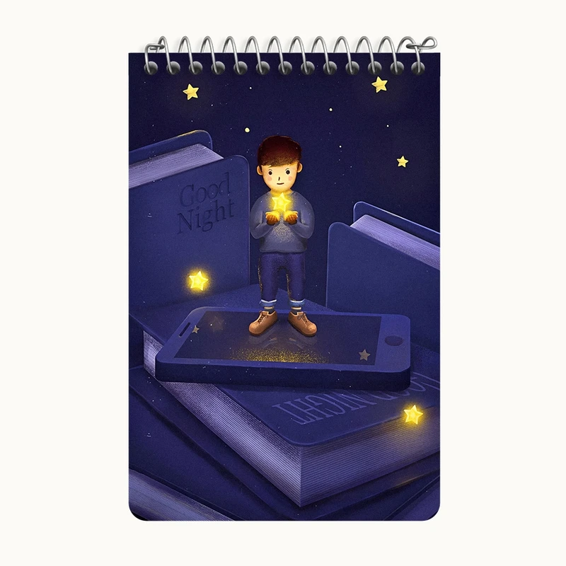دفتر یادداشت 50 برگ خندالو طرح پسر بچه و ستاره ها کد F11065