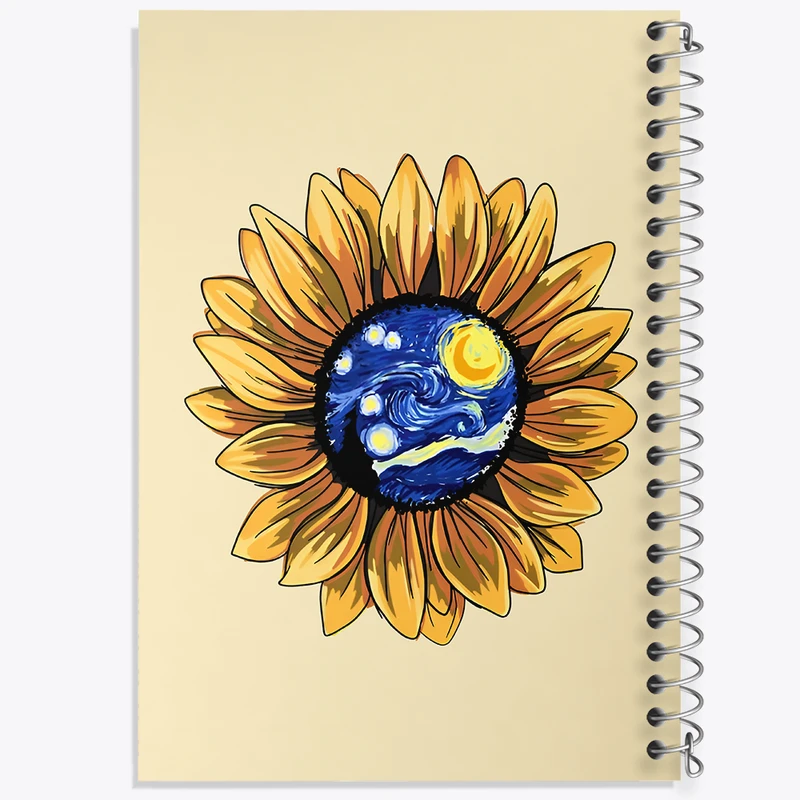 دفتر مشق 100 برگ خندالو طرح گل آفتابگردان ونسان ونگوگ کد F12857