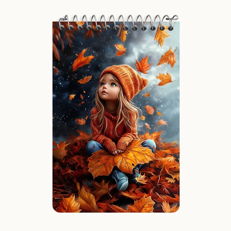 دفتر یادداشت 50 برگ خندالو طرح دختر و پاییز کد F5998