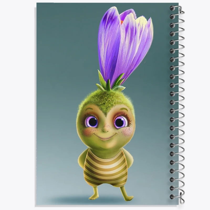 دفتر طراحی 50 برگ خندالو طرح گل کیوت کد F388