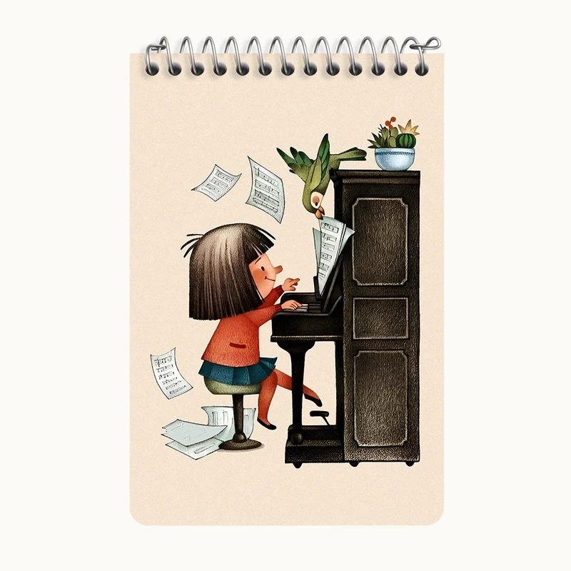 دفتر یادداشت 50 برگ خندالو طرح دختر پیانیست کد F6883