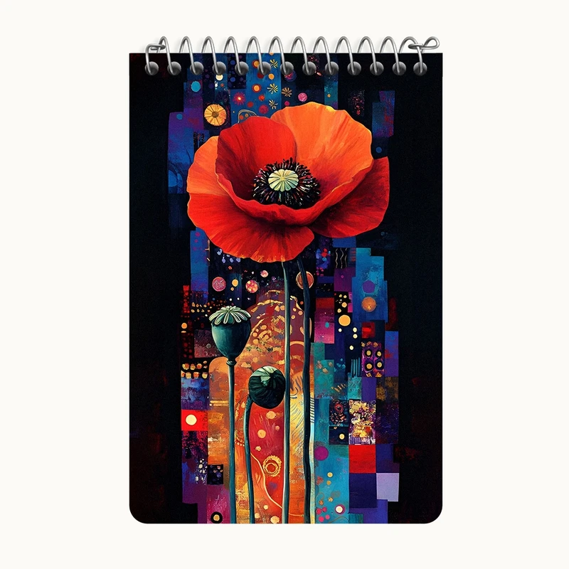 دفتر یادداشت 50 برگ خندالو طرح گل شقایق کد F12663