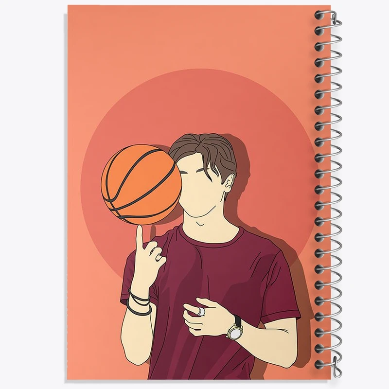 دفتر شطرنجی 50 برگ خندالو طرح پسر و توپ بسکتبال کد F3197