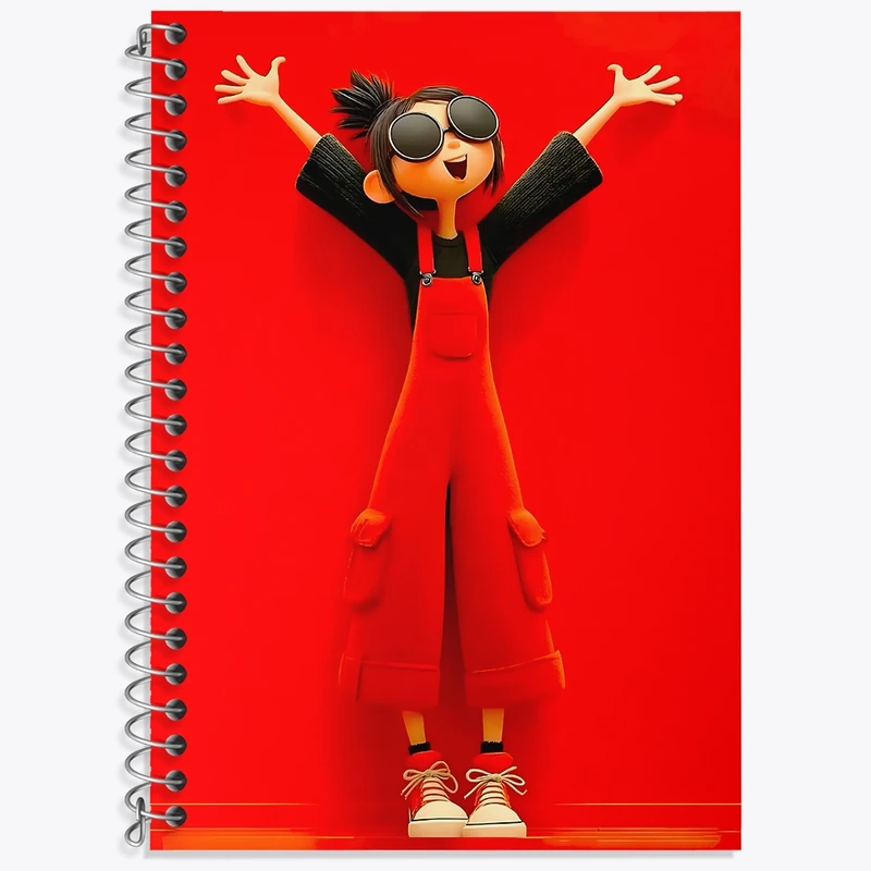 دفتر زبان 50 برگ خندالو مدل سه خط طرح دخترانه بامزه کد N8363