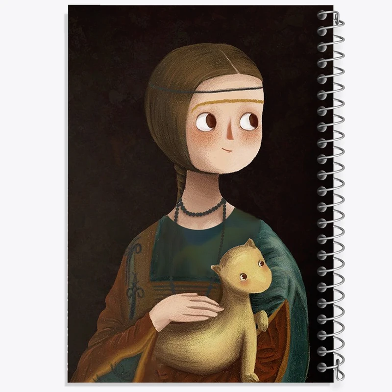 دفتر طراحی 50 برگ خندالو طرح بانویی با قاقم  کد 23367