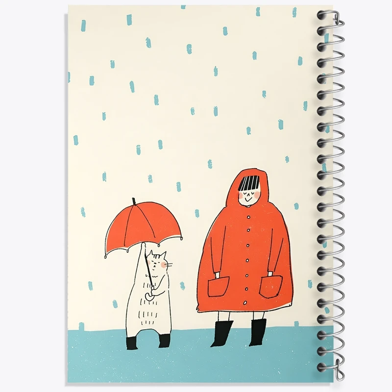 دفتر طراحی 50 برگ خندالو طرح دختر و گربه کد F11089