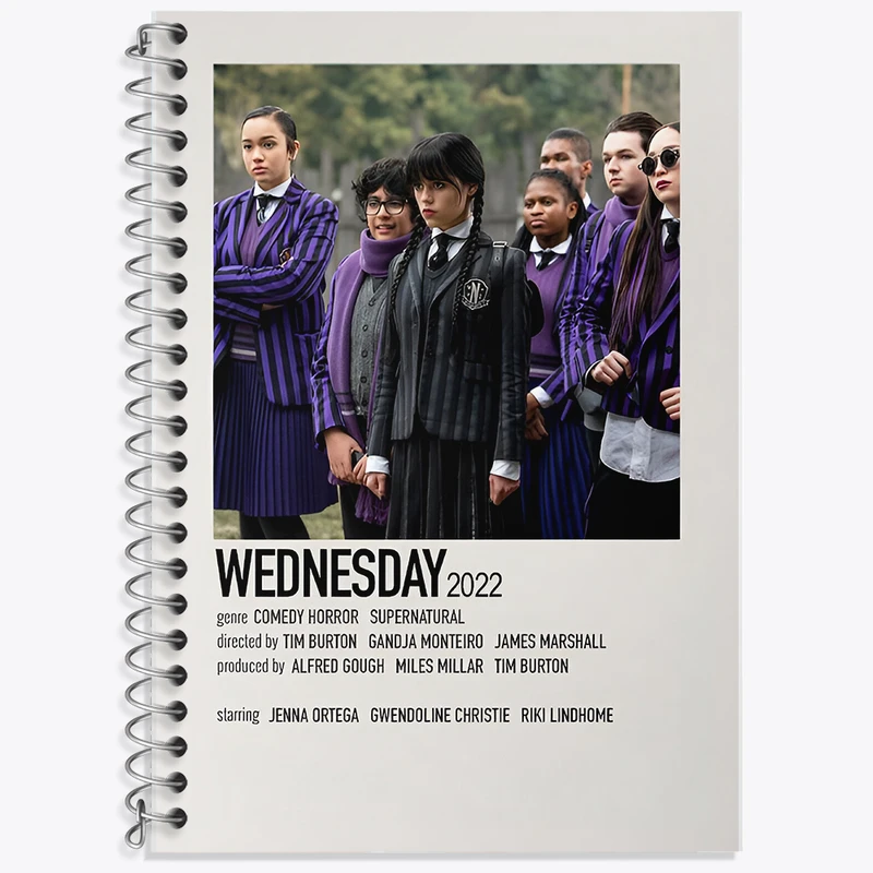 دفتر زبان دوخط 50 برگ خندالو طرح ونزدی (Wednesday) کد F13133