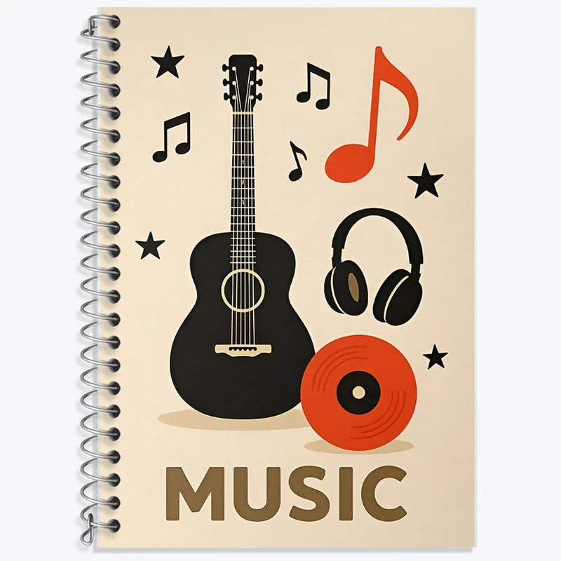 دفتر نت موسیقی 50 برگ خندالو طرح گیتار و موزیک کد F14181