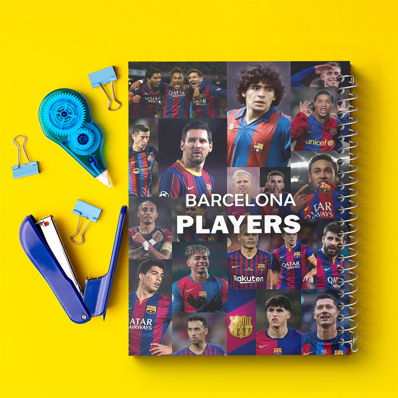 دفتر مشق 100 برگ خندالو طرح بازیکن های بارسلونا (Barcelona) کد N9173
