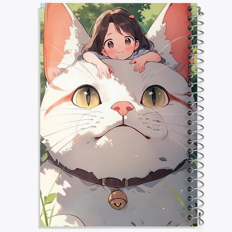 دفتر طراحی 50 برگ خندالو طرح دختر و گربه کد N1799