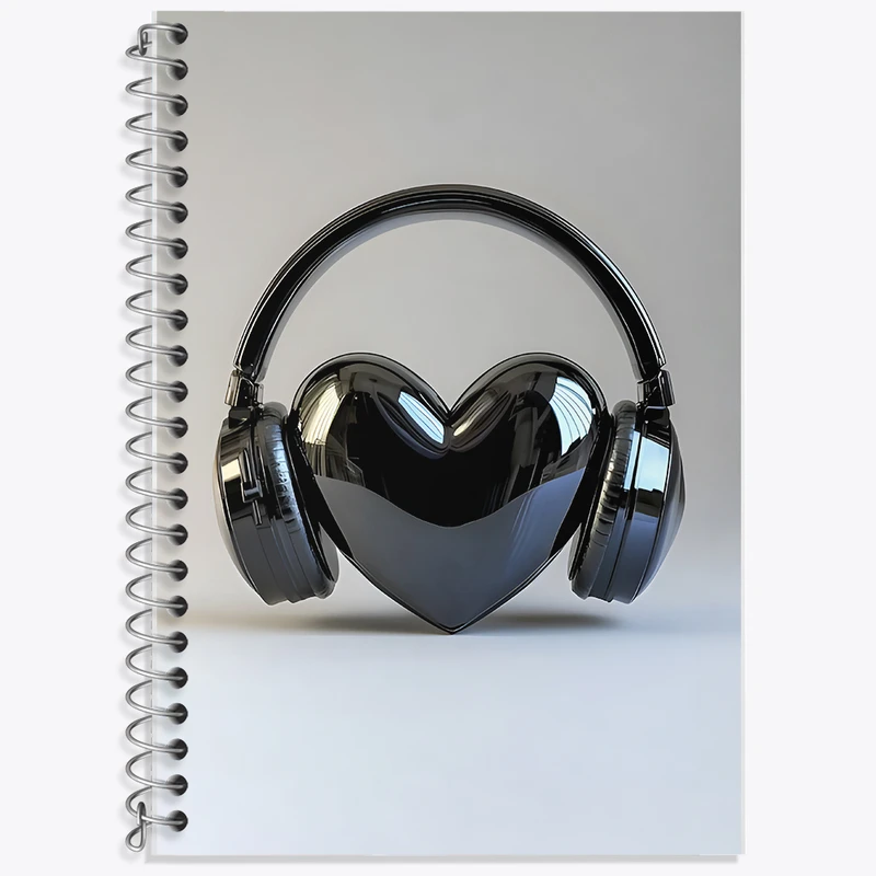 دفتر زبان 50 برگ خندالو مدل دو خط طرح هدفون و قلب کد F11995