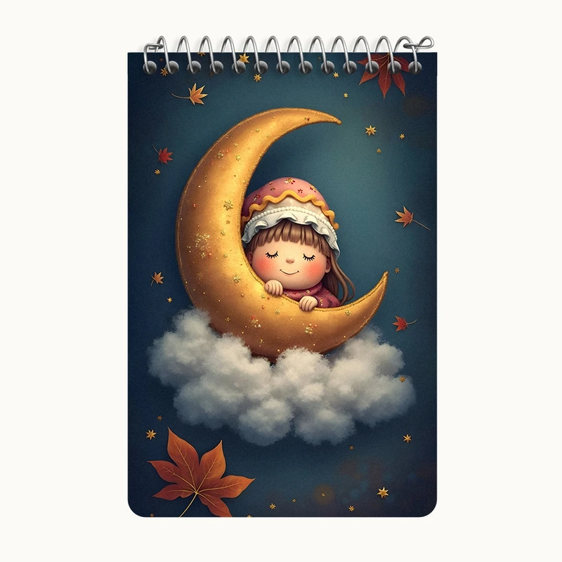 دفتر یادداشت 50 برگ خندالو طرح دختر و ماه کد F6118