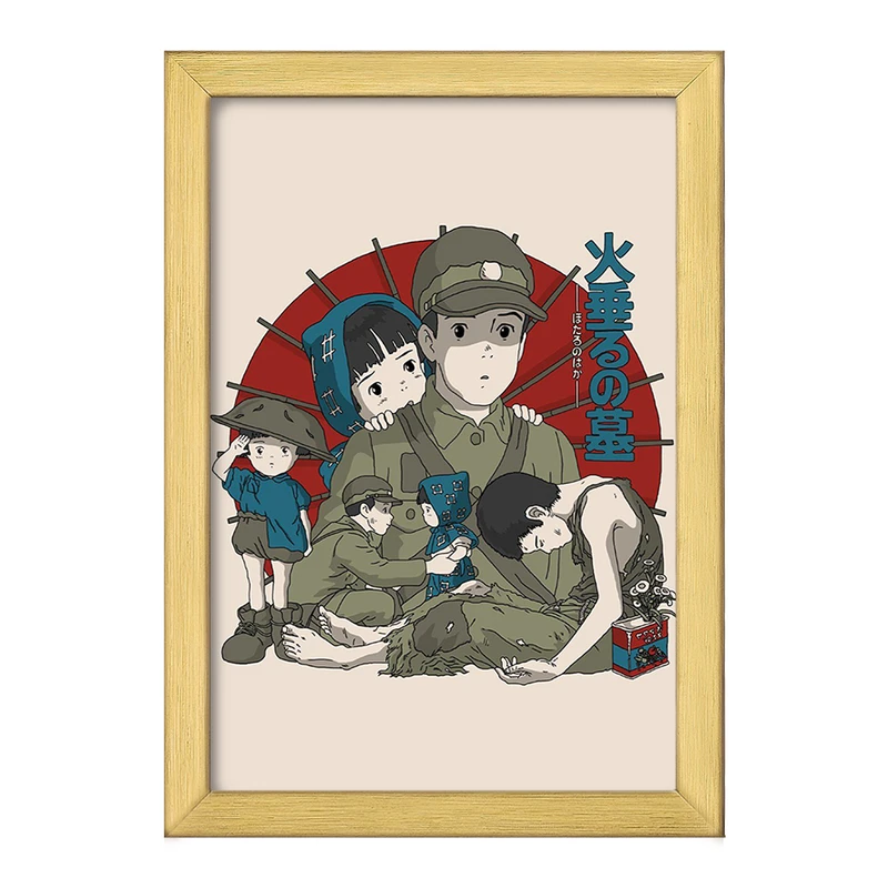 تابلو خندالو طرح انیمیشن گورستان کرم های شب تاب  کد 13708