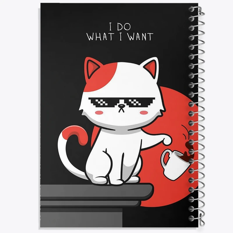 دفتر ژورنال نویسی 50 برگ خندالو مدل نقطه ای طرح گربه کد F10320