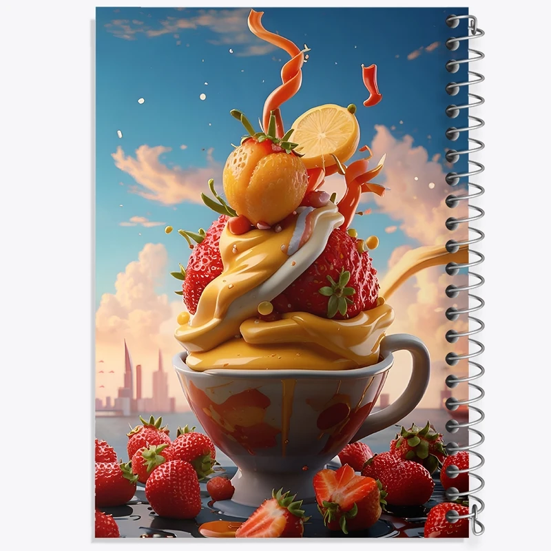 دفتر طراحی 50 برگ خندالو طرح بستنی با توت فرنگی کد F10576