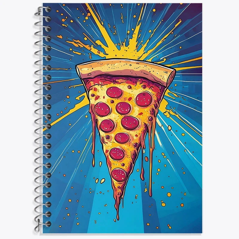 دفتر زبان 50 برگ خندالو مدل سه خط طرح پیتزا کد F9727