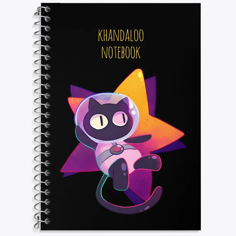 دفتر زبان 50 برگ خندالو مدل سه خط طرح گربه فضایی کد N8165