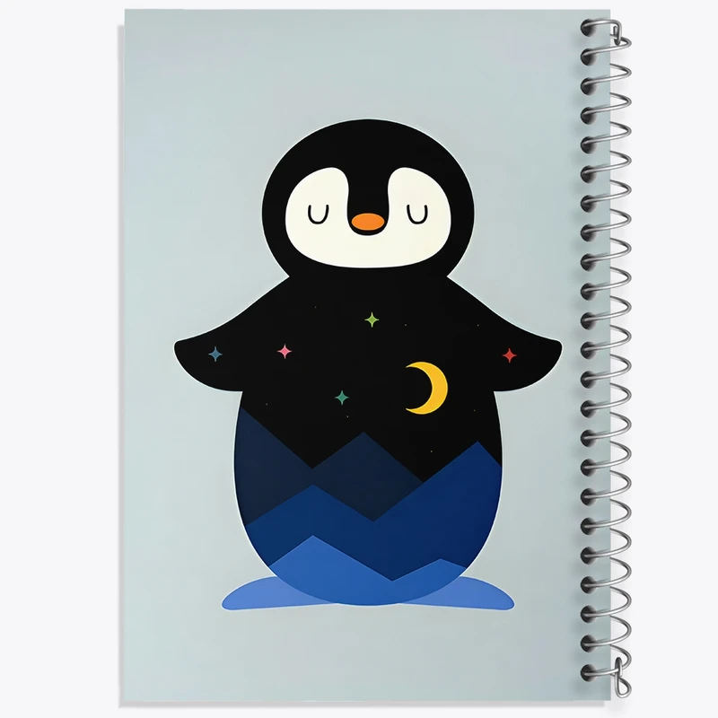 دفتر طراحی 50 برگ خندالو طرح پنگوئن بامزه کد N4865