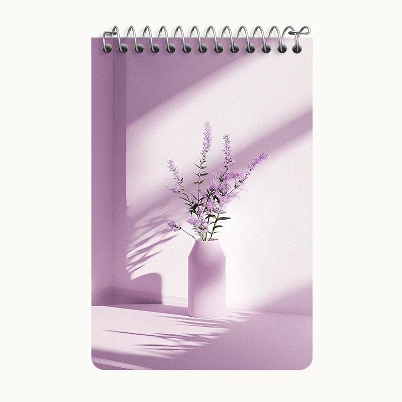 دفتر یادداشت 50 برگ خندالو طرح گلدان گل بنفش کد F11188