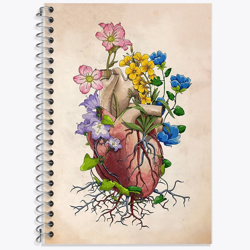 دفتر زبان 50 برگ خندالو مدل سه خط طرح آناتومی قلب (Heart Anatomy) کد F13974
