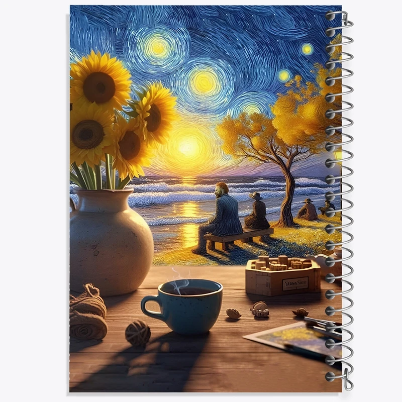 دفتر لیست خرید 50 برگ خندالو طرح ونسان ونگوگ کد F8778