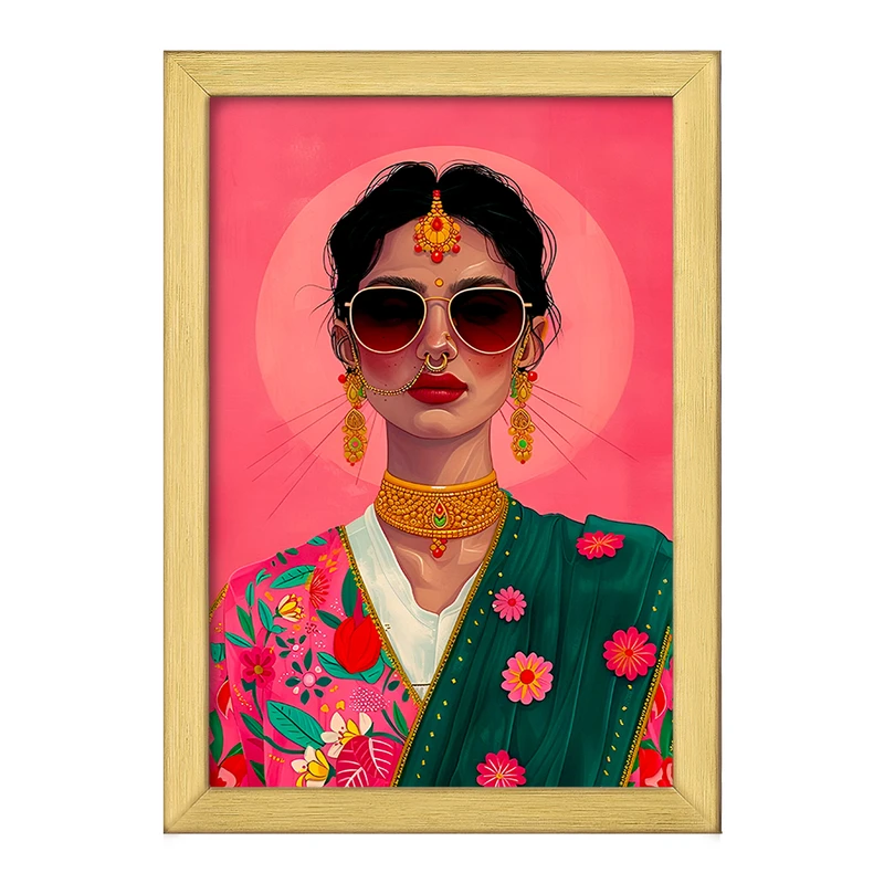 تابلو خندالو طرح دختر هندی کد F6022