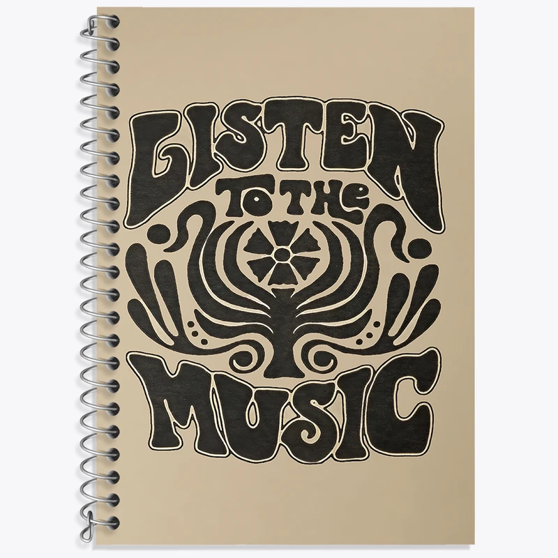 دفتر زبان دوخط 50 برگ خندالو طرح Listen To The Music کد F3913