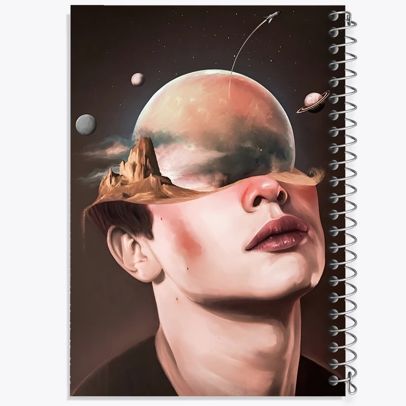 دفتر لیست خرید 50 برگ خندالو طرح پرتره و کهکشان کد F11081