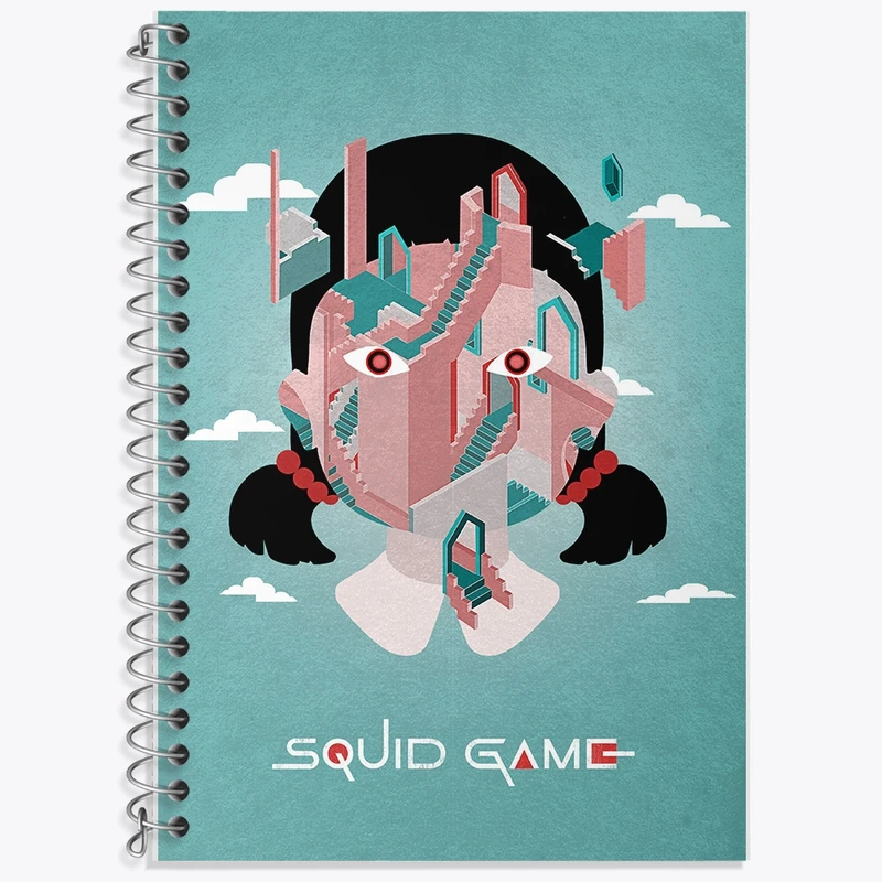 دفتر زبان 50 برگ خندالو مدل سه خط طرح بازی مرکب (Squid Game) کد F10142