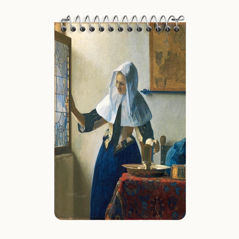 دفتر یادداشت 50 برگ خندالو طرح نقاشی زن جوان با پارچ آب اثر یوهانس فرمیر کد F12432