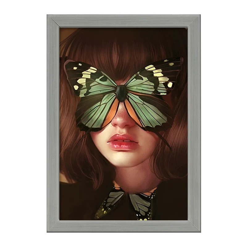 تابلو خندالو طرح پرتره و پروانه کد F11079