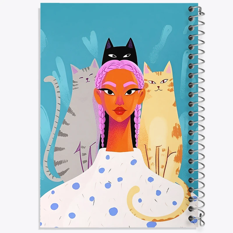 دفتر مشق 100 برگ خندالو طرح دختر و گربه کد F4474