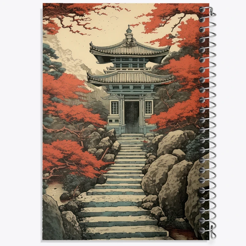 دفتر ژورنال نویسی 50 برگ خندالو مدل نقطه ای طرح خانه ی ژاپنی کد F3579