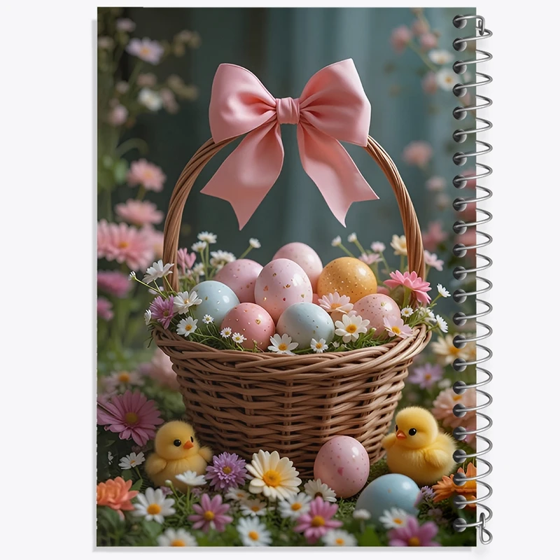 دفتر ژورنال نویسی 50 برگ خندالو مدل نقطه ای طرح سبد تخم مرغ رنگی کد F12587