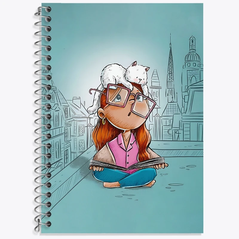 دفتر لغت 50 برگ خندالو طرح دختر و گربه شیطون کد N6255