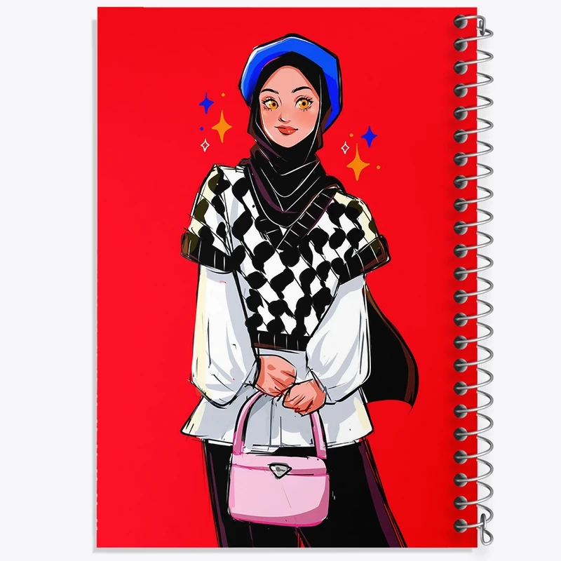 دفتر طراحی 50 برگ خندالو طرح دخترانه باحجاب کد 26023