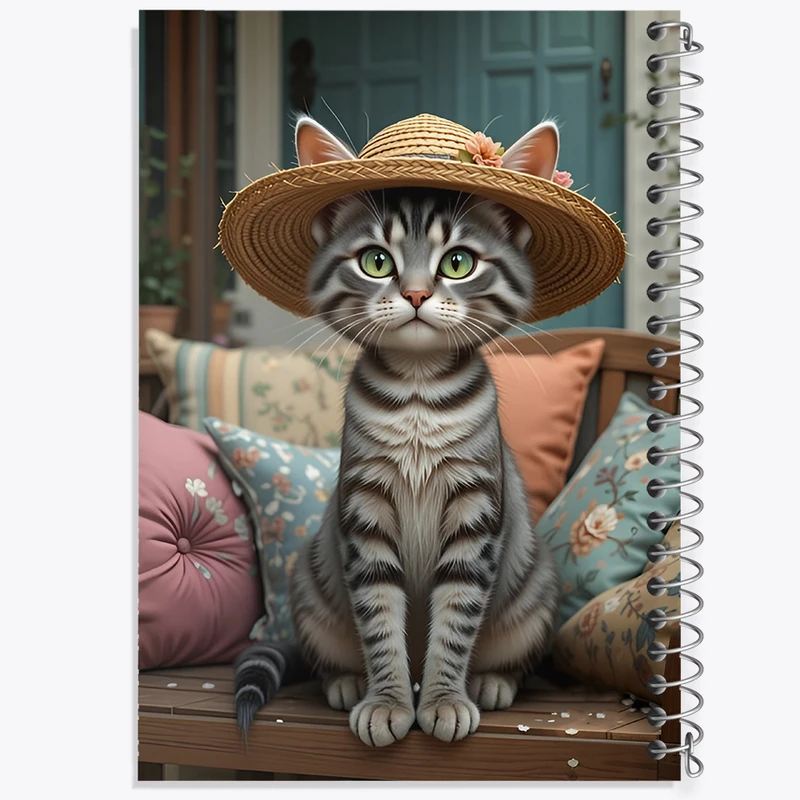 دفتر مشق 100 برگ خندالو طرح گربه کلاه به سر کد F12585