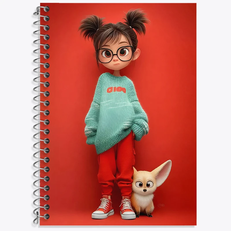 دفتر زبان 50 برگ خندالو مدل دو خط طرح دخترانه بامزه کد N8380