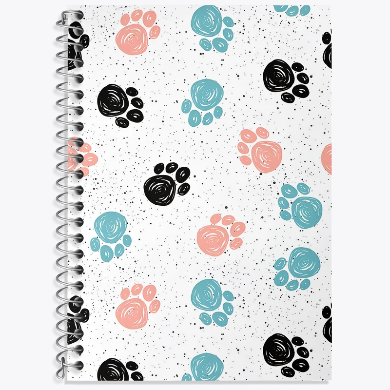 دفتر زبان دوخط 50 برگ خندالو طرح پترن پنجه گربه کد N7006