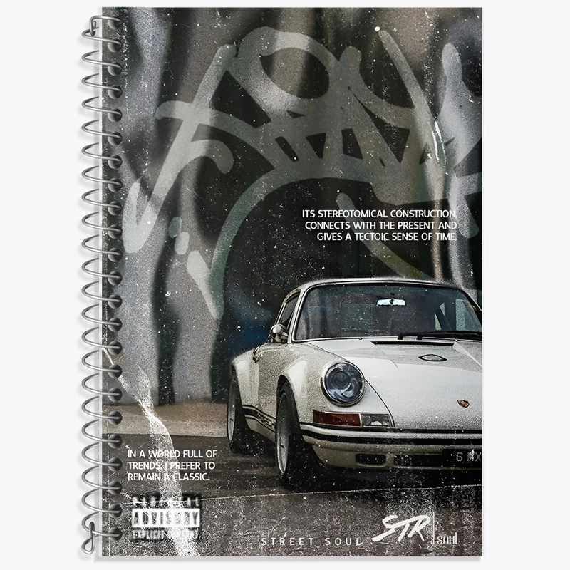 دفتر زبان دوخط 50 برگ خندالو طرح پورشه (Porsche) کد F13521