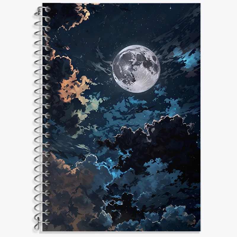 دفتر زبان 50 برگ خندالو مدل دو خط طرح ماه (Moon) کد F11610