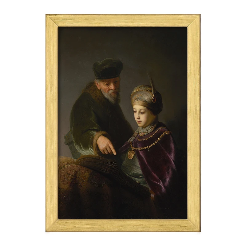 تابلو خندالو طرح نقاشی یک محقق جوان و معلم او اثر رمبرانت کد F12161