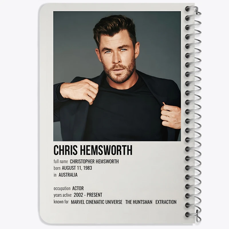 دفتر یادداشت 50 برگ خندالو طرح کریس همسورث (Chris Hemsworth) کد F13146