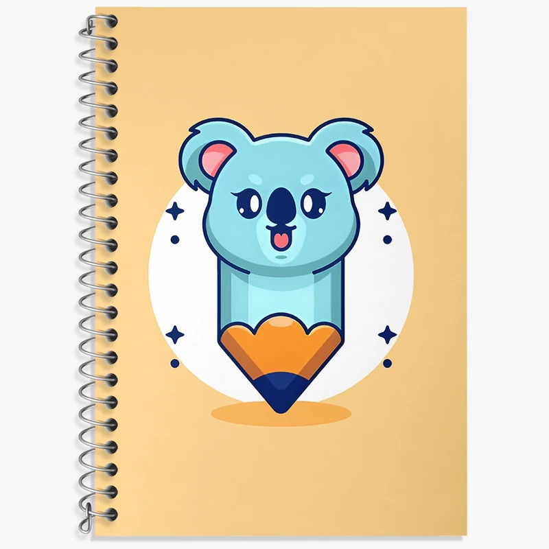 دفتر زبان 50 برگ خندالو مدل سه خط طرح کوآلا مدادی کد N7145