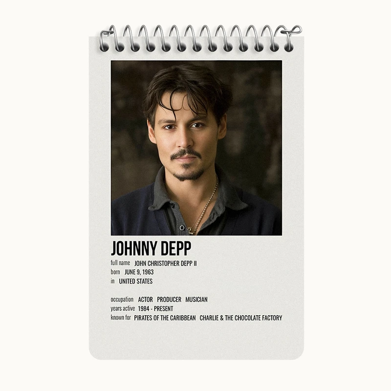 دفتر یادداشت 50 برگ خندالو طرح جانی دپ (Johnny Depp) کد F13376